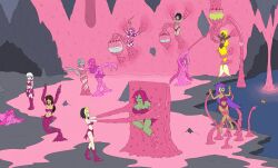  alternate_hairstyle bare_legs bare_shoulders barefoot black_hair blonde_hair blush bondage breast_sucking breasts chin_hold cleavage closed_eyes copyright_request dark_skin elf_ears ellure_(mannybot-01) empty_eyes female_only femdom femsub genie glowing_eyes green_skin grey_hair hand_on_head hanging_down happy_trance harem heart_eyes huge_breasts hypnotic_slime hypnotized_assistant hypnotized_dom lactation large_breasts legs long_hair lying mermaid midriff milk multiple_girls multiple_subs mythkaz navel one_eye_open open_mouth original pink_hair purple_hair restrained shantae shantae_(series) shark_girl short_hair slime standing standing_at_attention symbol_in_eyes tagme tail tentacles twintails unhappy_trance very_long_hair wayforward white_hair yuri 