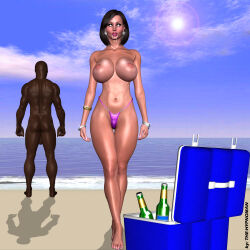  3d after_fellatio after_sex ass bald barefoot black_hair bracelet breasts cleavage collarbone cum cum_in_mouth drool earrings erect_nipples erection expressionless femsub hot_paradise huge_breasts hypnoman jewelry milf mr_bullcock netorare open_mouth panties penis pink_lipstick ring sandra_(hypnoman) short_hair thick_thighs thong underwear white_eyes 