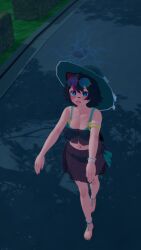 3d ahegao anklet barefoot bra bracelet cleavage feet hat latina multicolored_hair open_mouth rakkun renegadeshad0w short_hair skirt sunglasses swimsuit tagme tongue tongue_out virtual_youtuber zombie_walk