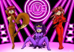 berty-j-a bottomless breasts discolored_nipples echidna_girl female_only femsub fox_girl furry glowing glowing_eyes hedgehog_girl lara-le large_breasts long_hair multiple_girls nude purple_hair queen queen_aleena_hedgehog red_hair rosemary_prower sonic_the_hedgehog_(series) sonic_underground text topless
