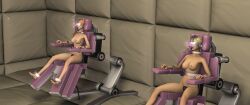  bottomless breasts chair clemence_(ffxiv) final_fantasy final_fantasy_xiv minfilia nude tech_control topless visor 