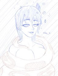 ayane_(dead_or_alive) breasts coils dazed dead_or_alive femsub happy_trance kaa_eyes large_breasts original plsgts saalim_(plsgts) short_hair sketch snake text topless