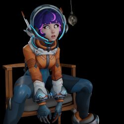  3d femsub hypno_ninja juno_(overwatch) large_breasts overwatch pendulum purple_hair short_hair spiral_eyes 