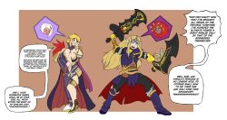  alternate_costume alzul-blue armor bare_legs beard blonde_hair blush cia cosplay costume dialogue earrings elf_ears english_text femboy femdom femsub ganondorf hand_on_head hyrule_warriors legs link long_hair lueduar maledom malesub possession princess princess_zelda red_hair short_hair smile speech_bubble standing story sword text the_legend_of_zelda weapon white_eyes white_hair wink 