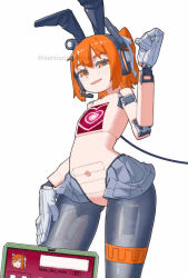  adachi_rei animated bunny_ears cables exposed_chest fake_animal_ears flat_chest girlinworld(manipper) gloves hair_band hair_ribbon hairband headband heart kanbaru_mitsuki looking_at_viewer manip orange_eyes orange_hair robot robot_girl see-through smile tagme tech_control utau video white_background wires 