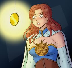 armor brown_hair cape coin dazed dungeons_and_dragons female_only femsub huge_breasts knight muscle_girl original polmanning