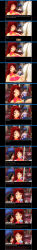 3d absurdres breasts comic custom_maid_3d_2 empty_eyes glowing glowing_eyes hypnotized_hypnotist kamen_writer_mc large_breasts long_hair red_eyes red_hair rina_(mc_trap_town) symbol_in_eyes text white_hair