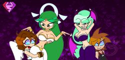  alternate_costume angel_boy arms_above_head breasts brown_hair capcom cheek_squish cheeks choker cleavage clothed costume crossover dancing darkstalkers demon_girl disney drool femdom goddess green_hair groping harem_outfit heterosexual hypnoscream hypnotic_dance kid_icarus kingdom_hearts large_breasts long_hair malesub midriff morrigan_aensland navel nintendo open_mouth palutena pit posing short_hair smile sora spiral_eyes square_enix story succubus very_long_hair wings 