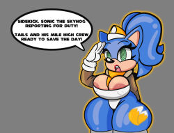 blueberrygrizzly breasts female_only femsub furry genderswap hedgehog_girl large_breasts open_mouth short_hair sonic_the_hedgehog sonic_the_hedgehog_(series) spiral_eyes symbol_in_eyes text