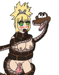  bestiality blonde_hair blush bottomless breasts coils disney dr._stone drool erection eye_roll femsub kaa kaa_eyes kohaku_(dr._stone) maledom nipples non-human_penis nude open_mouth oral penis ponytail pussy pussy_juice sex short_hair simple_background smile snake snake_penis the_humble_novice the_jungle_book topless vaginal white_background 