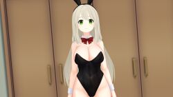 artist_request blonde_hair bunny_girl empty_eyes expressionless femsub green_eyes tagme