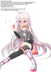 choker crystal dazed drool empty_eyes female_only femsub glowing glowing_eyes ia_(vocaloid) long_hair masturbation open_mouth pink_hair solo text unaware vahn_yourdoom vocaloid