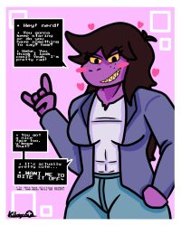  comic deltarune dialogue furry kilroylucy18 lizard_girl long_hair purple_skin sharp_teeth susie_(deltarune) yellow_eyes 