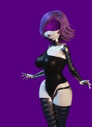 femsub hypnotic-ink murder_drones purple_hair ring_eyes robot_girl swimsuit tagme uzi_doorman