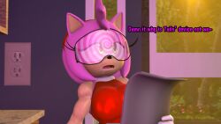  3d ahoge amy_rose breasts corruption dialogue drool eye_roll female_only femsub furry green_eyes headdress heavy_eyelids hedgehog_girl hypnotic_accessory large_breasts open_mouth pikachugamer52 see-through short_hair solo sonic_the_hedgehog_(series) source_filmmaker spiral tech_control text visor 