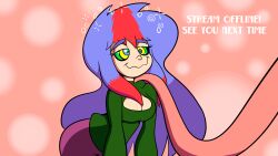  blue_hair breasts chin_hold cleavage cleavage_cutout crossed_eyes dazed dialogue femsub happy_trance kaa_eyes large_breasts multicolored_hair naomi_(penken) open-chest_sweater original penken smile tentacles text unfocused_eyes 