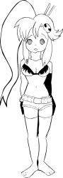 barefoot bikini_top breasts cleavage femsub greyscale gurren_lagann large_breasts long_hair open_mouth ponytail spiral_eyes standing standing_at_attention symbol_in_eyes yoko_littner zuneycat