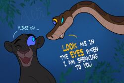 bagheera disney femdom femsub genderswap kaa kaa_eyes panther_girl resisting snake snake_girl the_jungle_book