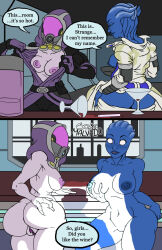 alien alien_girl asari ass breasts cameltoe cleavage comic discolored_nipples femsub freckles groping hypnotic_drink hypnotic_drug josemalvado large_breasts liara_t&#039;soni maledom mass_effect nipples open_clothes quarian sitting sketch tali&#039;zorah_nar_rayya text traditional undressing whitewash_eyes