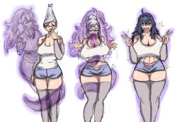  alternate_costume alternate_hairstyle aura bimbofication breast_expansion breasts clothed crossover dandadan double_v drool female_only femdom femsub ghost grey_hair hair_color_change hair_growth hex_maniac hexification huge_breasts hypnotic_magic large_breasts long_hair magic midriff navel nintendo open_mouth pokemon pokemon_ruby_sapphire_and_emerald purple_hair seiko_ayase sequence simple_background thick_thighs thighhighs thighs v white_background zhopis 