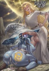 after_anal after_sex after_vaginal ai_art ambiguous_pov androgynous_sub ass aura bad_end balls bandai_namco blonde_hair body_markings bottomless brother_and_sister charm_(spell) cum defeated dialogue dress elden_ring english_text femboy femsub from_behind glowing hand_on_hip heterosexual hyper_cock hypnotic_magic incest kneeling large_ass looking_at_viewer love magic maledom miquella netorare nokani_(generator) penis pov pov_sub ranni_(elden_ring) speech_bubble tarnished_(elden_ring) text tongue tongue_out topless very_long_hair yellow_eyes 