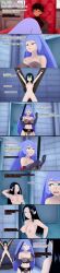 3d black_eyes black_hair corruption cyanstargazer dark_skin english_text femsub green_hair happy_trance koikatsu! maledom momo_yaoyorozu multiple_girls multiple_subs my_hero_academia nejire_hado original purple_eyes purple_hair restrained text the_puppeteer_(cyanstargazer) tsuyu_asui unhappy_trance