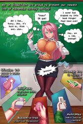  breast_expansion breasts disgustinggirl_(manipper) femsub humiliation humor large_breasts manip orgasm pantyhose remote_control skirt teacher tech_control text trigger urination 