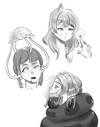 brain_injection female_only femsub glatu jellyfish kaa_eyes monochrome multiple_girls sketch snake