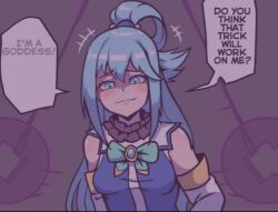 aqua_(konosuba) barefoot blue_eyes bottomless breasts cum cum_in_mouth cum_on_face dark_skin dialogue fellatio femsub glowing_eyes goddess heart_eyes instant_loss kneeling kono_subarashii_sekai_ni_shukufuku_wo! maledom navel nipples nude open_mouth pendulum penis sound text topless very_long_hair verymediocre video voice_acted