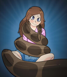  blush brown_hair character_request cinnamonsnakes coils empty_eyes femsub long_hair original snake 
