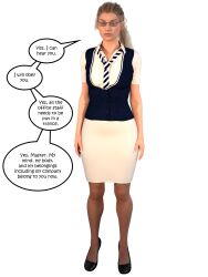  3d blonde_hair comic dialogue expressionless glasses hexxet high_heels long_hair office_lady office_party skirt stacey_alcone tagme text 