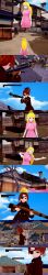  absurdres angry blonde_hair blue_eyes clothed cyanstargazer dialogue english_text eyepatch female_only femdom femsub gun long_hair multiple_girls nintendo princess princess_peach red_eyes red_hair royalty super_mario_bros. super_smash_bros. text weapon 