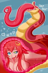 ahegao breasts dazed drool fangs femsub happy_trance kaa_eyes large_breasts maledom miia_(monster_musume) monster_girl monster_musume naga_girl original plsgts red_hair saalim_(plsgts) snake snake_girl tail tongue tongue_out vore x-ray
