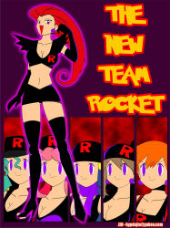  blue_hair boots breasts brown_hair comic dawn empty_eyes enemy_conversion female_only femdom femsub green_hair happy_trance hat jessie jimryu large_breasts long_hair may misty nintendo nurse_joy officer_jenny pink_hair pokemon pokemon_(anime) red_hair short_hair team_rocket text thigh_boots thighhighs 
