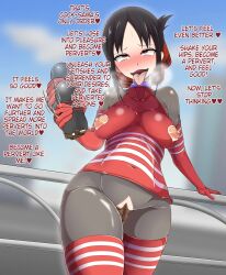 ahegao alternate_costume black_hair blush censored empty_eyes femsub happy_trance kaguya-sama_love_is_war kaguya_shinomiya kasai-ya nipples red_eyes text