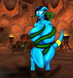  all_the_way_through blue_hair bottomless brain_injection breasts coils draenei empty_eyes femsub glowing glowing_eyes huge_breasts hypnotic_tentacle long_hair nipples nude tentacles topless warcraft world_of_warcraft 