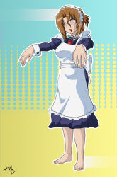 barefoot breasts brown_hair expressionless feet female_only femsub hayate_the_combat_butler large_breasts long_hair maid maria_(hayate_the_combat_butler) solo spiral_eyes symbol_in_eyes trishbot zombie_walk