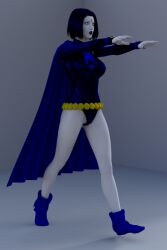 3d cape dc_comics drool female_only femsub raven solo spiral_eyes super_hero symbol_in_eyes teen_titans theheckle zombie_walk