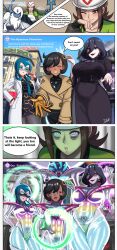 absol black_eyes black_hair black_sclera blue_eyes blue_hair brown_hair bruise closed_eyes crotch_tattoo dark_skin dialogue emma_(pokemon) english_text femsub glowing_eyes goggles green_eyes harmony heracross hex_maniac long_hair mable_(pokemon) malamar malamar_outfit mega_malamar milf multiple_girls multiple_subs nintendo one_eye_open pink_eyes pokemon pokemon_(creature) pokemon_legends_z-a red_eyes romulproduce sharp_teeth short_hair text wide_hips yellow_eyes