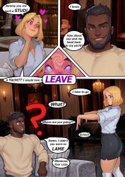 blonde_hair blue_eyes comic confused dark_skin femsub humiliation pantyhose sculptortusk short_hair skirt socks tagme trigger zombie_walk