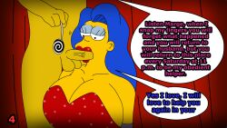 alezgamerxd blue_hair breasts cosplay fellatio femsub happy_trance heterosexual jessica_rabbit long_hair marge_simpson milf netorare open_mouth penis remote_control text the_simpsons who_framed_roger_rabbit yellow_skin 