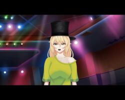  3d animated blonde_hair changer_(character) femsub green_eyes hat makoto_ackermann tech_control unaware video virtual_youtuber voice_acted 