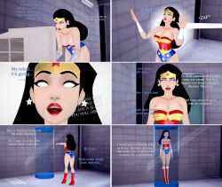  3d ass black_hair dc_comics expressionless femsub hypnotized_walking justice_league_(series) justice_league_unlimited koikatsu! large_breasts standing text wonder_woman yb1999 zombie_walk 