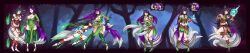 ahri_(league_of_legends) alternate_color_scheme alternate_costume alternate_form alternate_hair_color alternate_hairstyle aware black_hair blue_eyes blush breasts cleavage closed_eyes female_only femdom femsub fusion heart hug kodaka_lu&#039;an_(stargizar) league_of_legends long_hair multicolored_hair one_eye_open original possession purple_hair sequence speech_bubble tail thought_bubble wink yellow_eyes