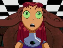  alien alien_girl animated animated_gif before_and_after bondage dc_comics eyes_held_open femsub green_eyes long_hair mad_mod open_mouth red_hair resisting spiral_eyes starfire super_hero symbol_in_eyes teen_titans western 