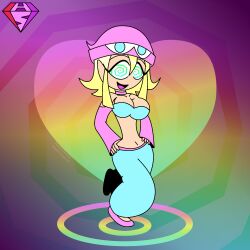  aged_up amitie arm_warmers blonde_hair dancer femdom green_eyes harem_outfit hat hypnoscream hypnotic_dance large_breasts navel open_mouth pov_sub pride_colors puyo_puyo scars shiny_hair short_hair solo spiral_background spiralwash_eyes story transgender_identity wide_hips 