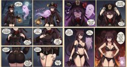  ai_art alternate_costume angry ass_expansion ass_focus aura aware blush bra breast_expansion breasts cleavage comic demon demon_girl dialogue english_text evil_smile eye_color_change femdom femsub floating from_behind genshin_impact ghost glowing_eyes hand_on_hip hat horns hu_tao_(genshin_impact) hualin_(kavel3000) kaval3000_(generator) large_ass large_breasts nail_polish night orange_eyes original outdoors panties possession purple_eyes shapeshifter smile speech_bubble surprised tail tears text thigh_focus thighs witch 