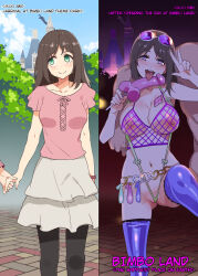  abs altered_common_sense before_and_after bimbofication blush breasts brown_hair caption caption_only condom condom_accessories dialogue femsub fishnets food green_eyes happy_trance heart heart_eyes hypnotic_cuckolding large_breasts long_hair manip mizuryuu_kei netorare original popsicle simulated_fellatio skirt sling_bikini symbol_in_eyes text thighhighs thong tongue tongue_out topless used_condom 