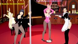 3d black_hair blonde_hair brown_hair bunny_ears bunnysuit empty_eyes femsub happy_trance hinata_hyuuga ino_yamanaka maid matthew-hypno naruto_(series) pink_hair sakura_haruno tenten text