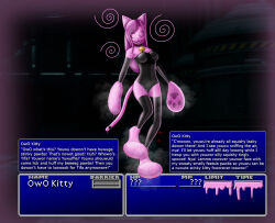 alternate_costume alternate_form alternate_hair_color bare_shoulders bell bell_collar cat_ears cat_girl cat_tail collar corruption enemy_conversion english_text femsub final_fantasy final_fantasy_vii gameplay_mechanics latex leotard long_hair looking_at_viewer navel paws pink_hair pink_skin slime spiral square_enix squeaky-sin symbol tail text thighhighs thighs tifa_lockhart transformation